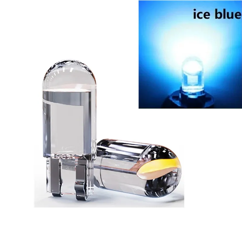 10/20/50PCS Colorful T10 DC 12V Car LED Light Canbus Glass COB 6000k Reading Dome Lamp Marker Wedge License Plate Light Bulb 