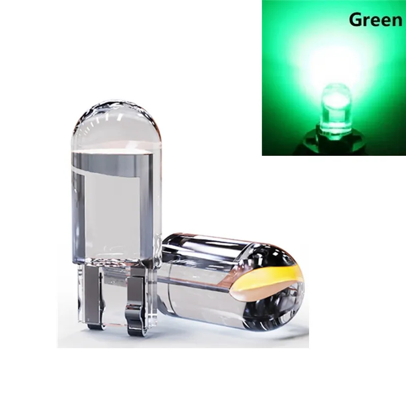 10/20/50PCS Colorful T10 DC 12V Car LED Light Canbus Glass COB 6000k Reading Dome Lamp Marker Wedge License Plate Light Bulb 