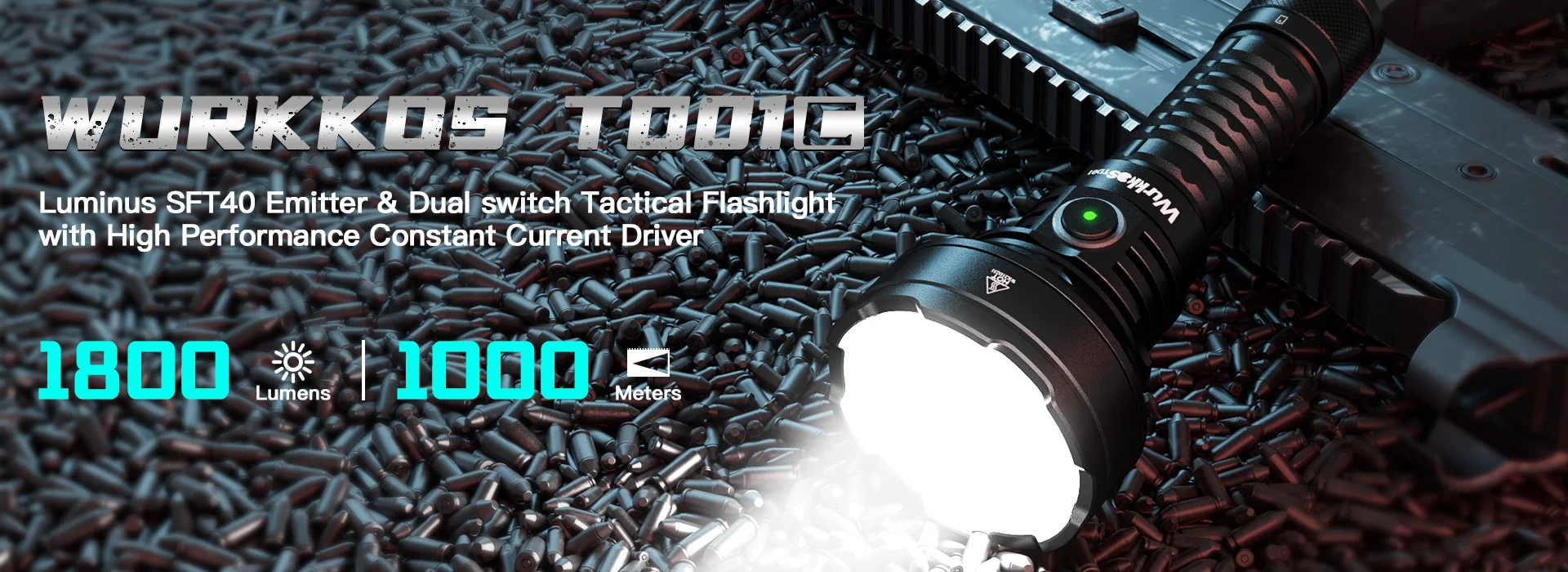 Wurkkos TD01C 21700 Tactical Flashlight LED USB-C 1800Lm Rechargeable Torch Buck Constant Current Driver 1000M IPX8 Tail Switch