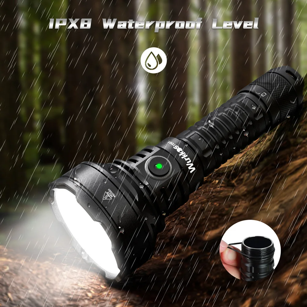 Wurkkos TD01C 21700 Tactical Flashlight LED USB-C 1800Lm Rechargeable Torch Buck Constant Current Driver 1000M IPX8 Tail Switch