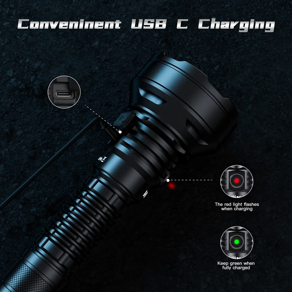 Wurkkos TD01C 21700 Tactical Flashlight LED USB-C 1800Lm Rechargeable Torch Buck Constant Current Driver 1000M IPX8 Tail Switch