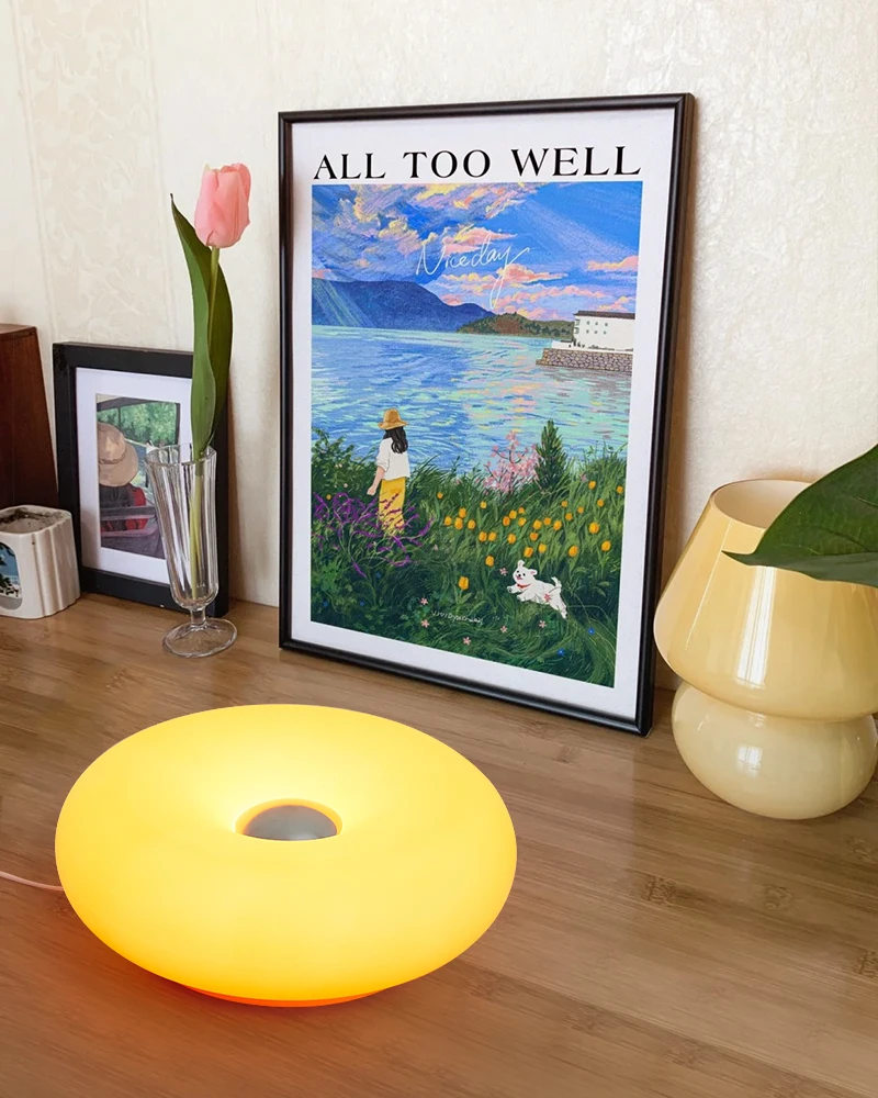 Bedroom Bedside Lamp USB Plug Bauhaus Living Room Dining Room Decoration Donut Ambient Light