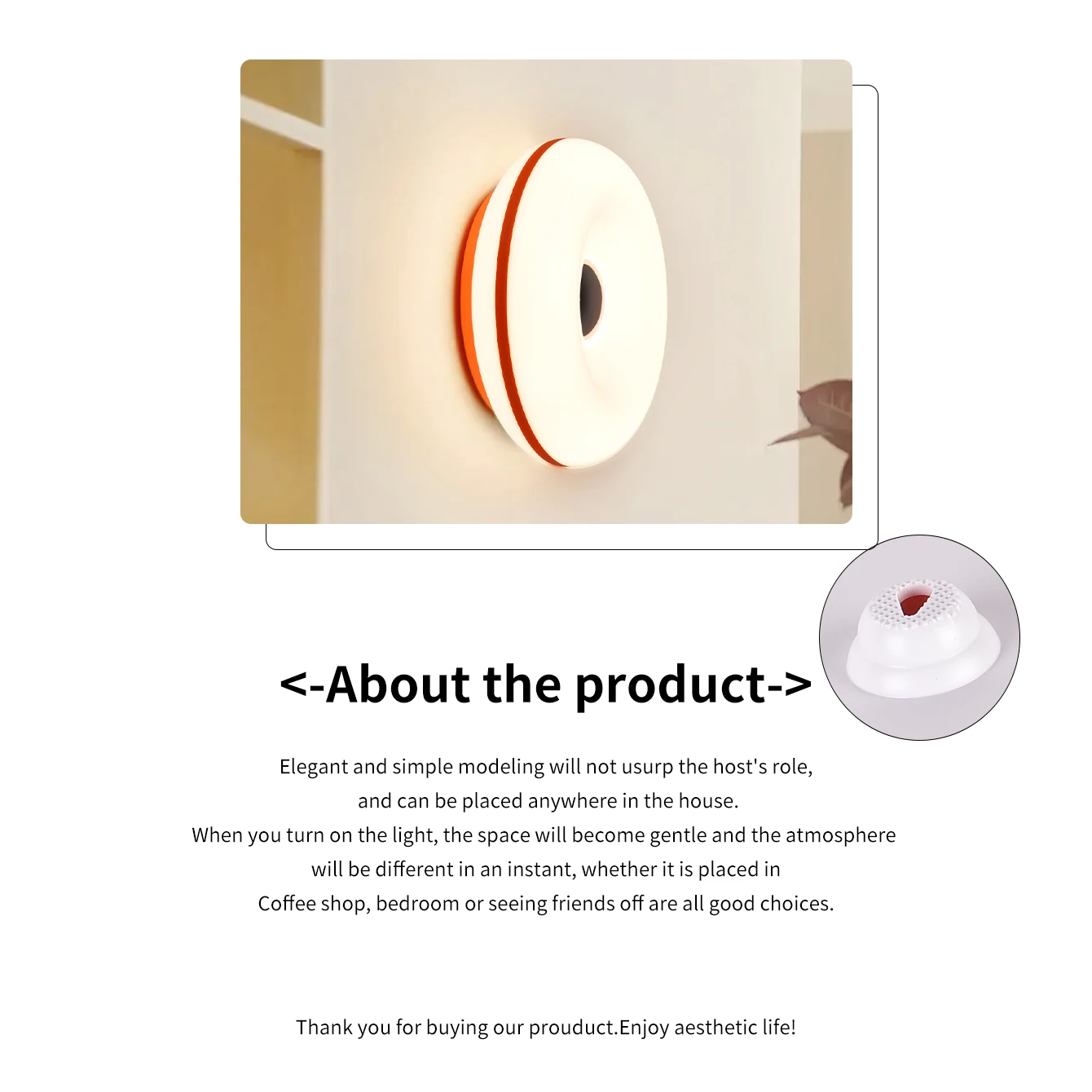 Bedroom Bedside Lamp USB Plug Bauhaus Living Room Dining Room Decoration Donut Ambient Light