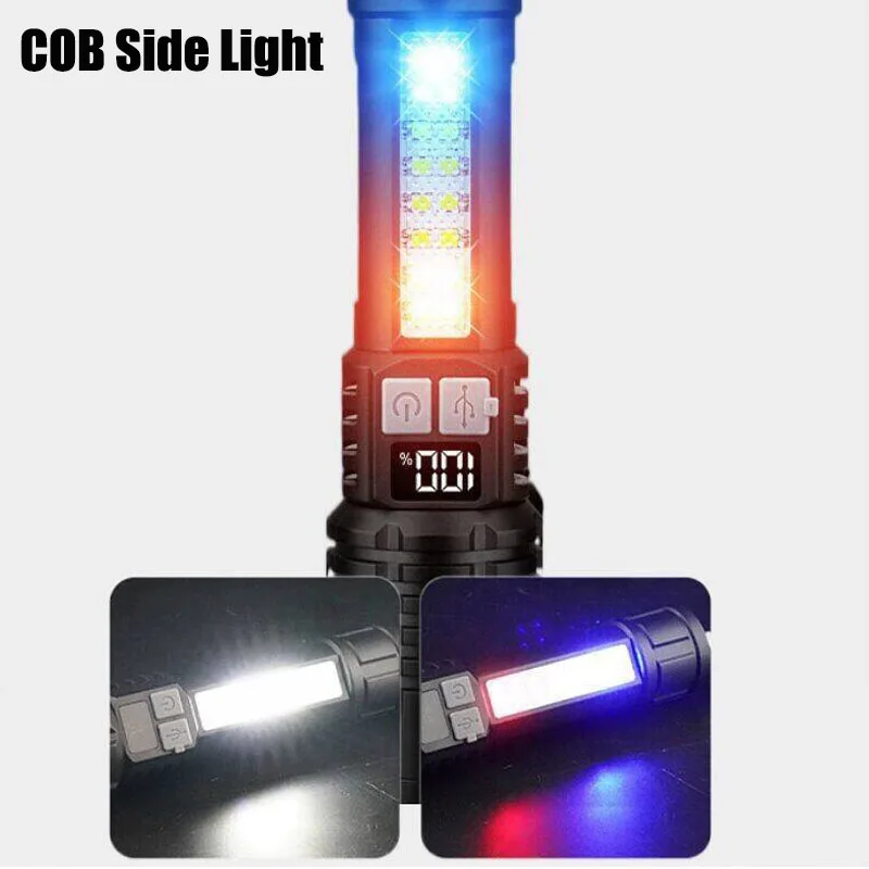 High Power Rechargeable Led Flashlight Very Strong Led Flashlight With Built-in Battery Torch For Fishing Hunting Camping Lanter