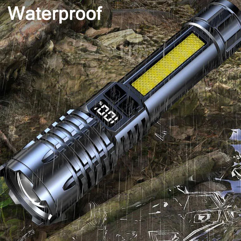 High Power Rechargeable Led Flashlight Very Strong Led Flashlight With Built-in Battery Torch For Fishing Hunting Camping Lanter