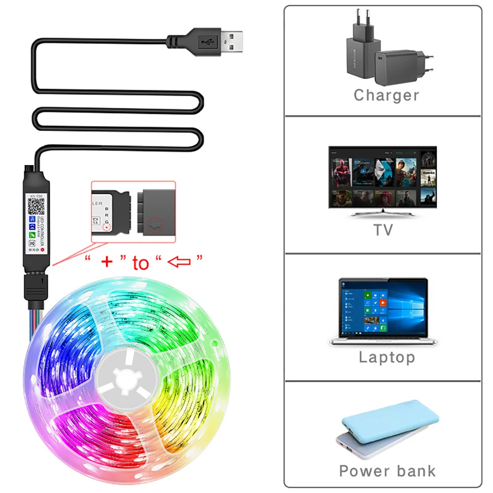 Led Lights Strip Color Changing RGB Led Strip with Remote and APP Control Tape Lights for Room Bedroom Decoration TV Backlight