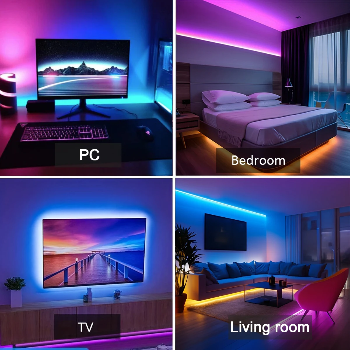 Led Lights Strip Color Changing RGB Led Strip with Remote and APP Control Tape Lights for Room Bedroom Decoration TV Backlight