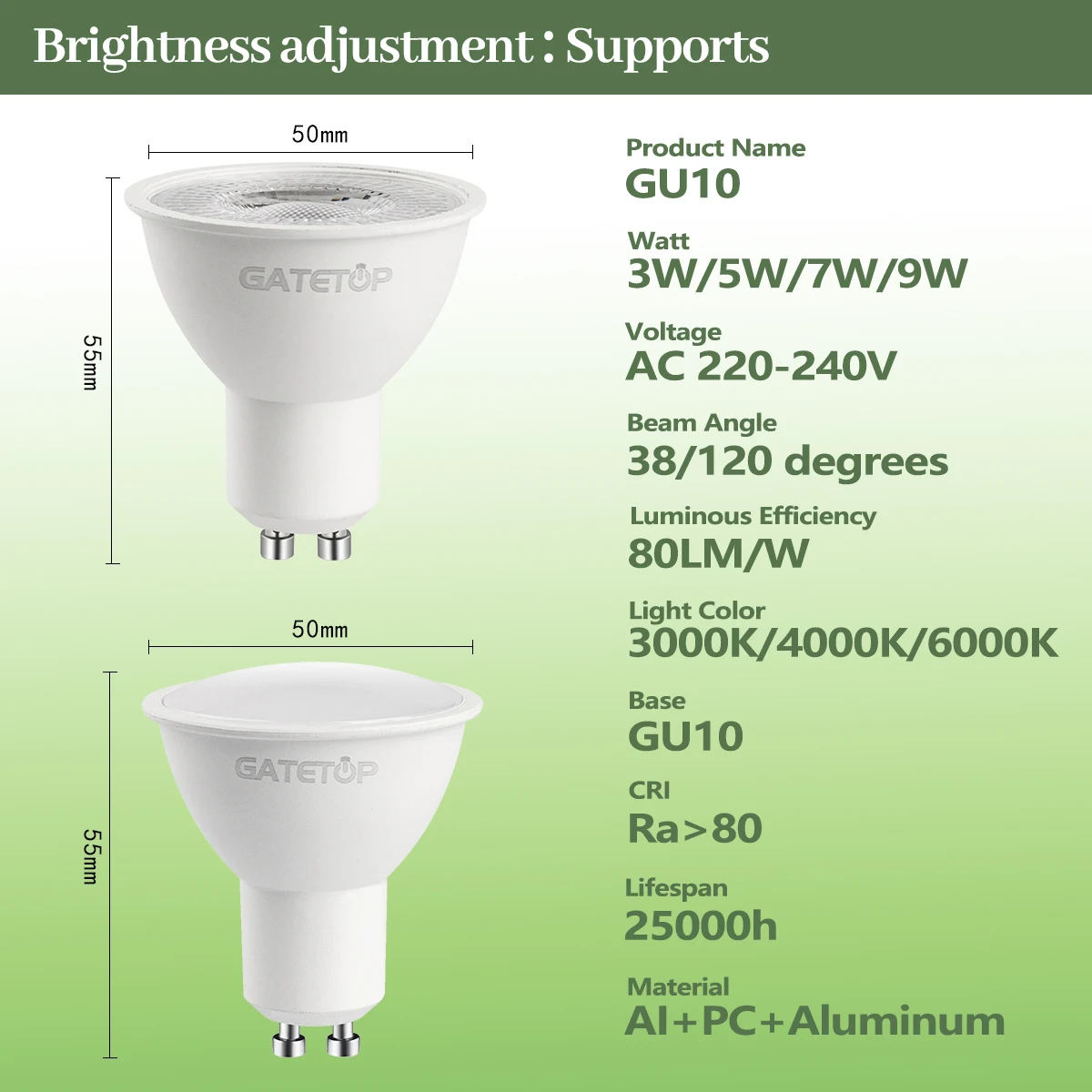 5/8/10/12pcs Dimmable GU10 Led Spotlight 220V Warm Light 3000K 4000K 6000K Dimming Bulb Replace 50W Halogen Lamp Home Direction