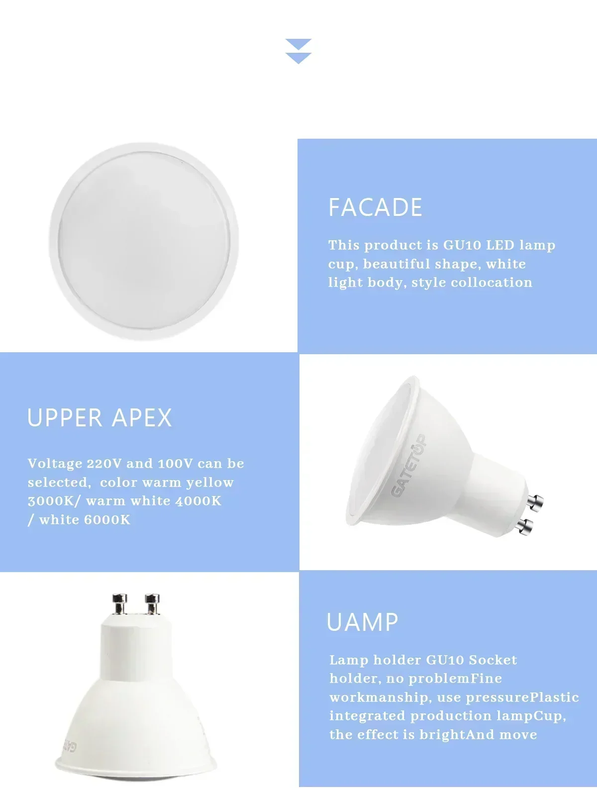 10PCS LED Spotlight GU10 9W 120degree 38degree 3000K 4000K 6000K AC 110V 220V Daylight No Flicker for Track Lighting Living Room