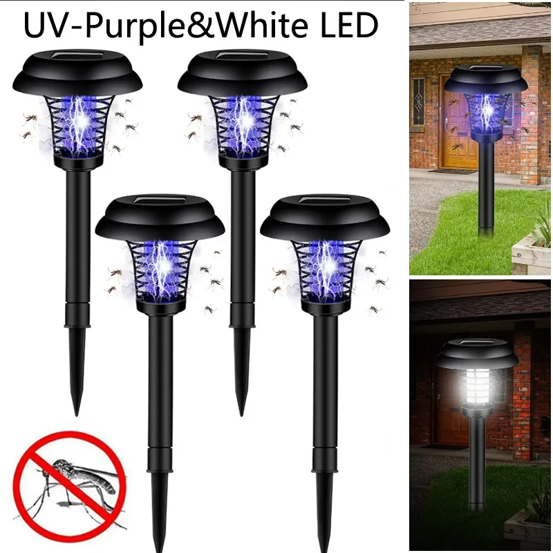 Solar Mosquito Killer Purple and White Light Outdoor Waterproof Led Light Bug Zapper Mosquito Trap Lamps For Garden Lawn Camping