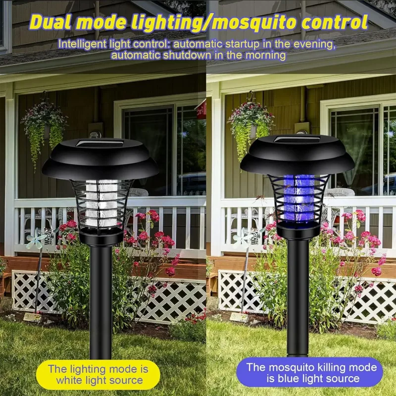 Solar Mosquito Killer Purple and White Light Outdoor Waterproof Led Light Bug Zapper Mosquito Trap Lamps For Garden Lawn Camping