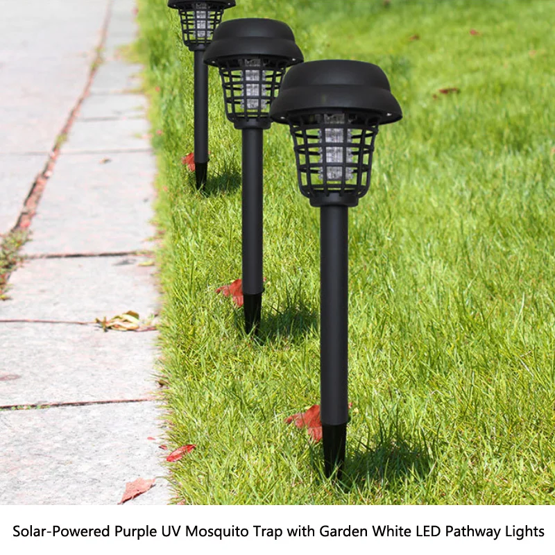 Solar Mosquito Killer Purple and White Light Outdoor Waterproof Led Light Bug Zapper Mosquito Trap Lamps For Garden Lawn Camping