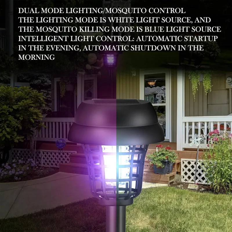 Solar Mosquito Killer Purple and White Light Outdoor Waterproof Led Light Bug Zapper Mosquito Trap Lamps For Garden Lawn Camping