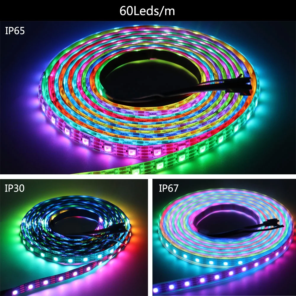 WS2812B WS2815 WS2813 Individually Addressable RGBIC LED Strip WS2811 WS2812 30/60/144Pixels/Leds/m Smart Tape Light DC5V/12V