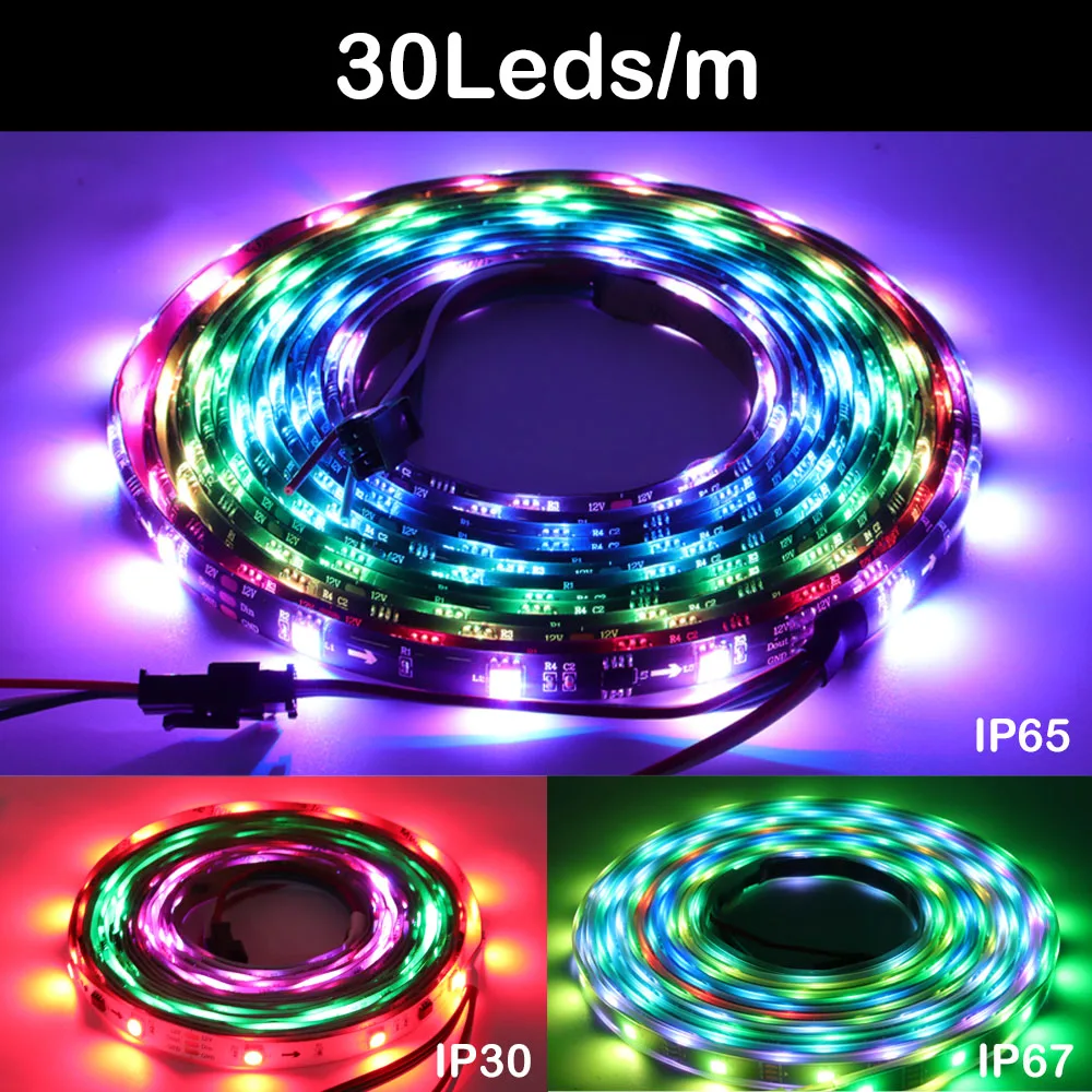 WS2812B WS2815 WS2813 Individually Addressable RGBIC LED Strip WS2811 WS2812 30/60/144Pixels/Leds/m Smart Tape Light DC5V/12V