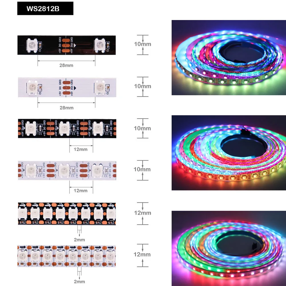 WS2812B WS2815 WS2813 Individually Addressable RGBIC LED Strip WS2811 WS2812 30/60/144Pixels/Leds/m Smart Tape Light DC5V/12V