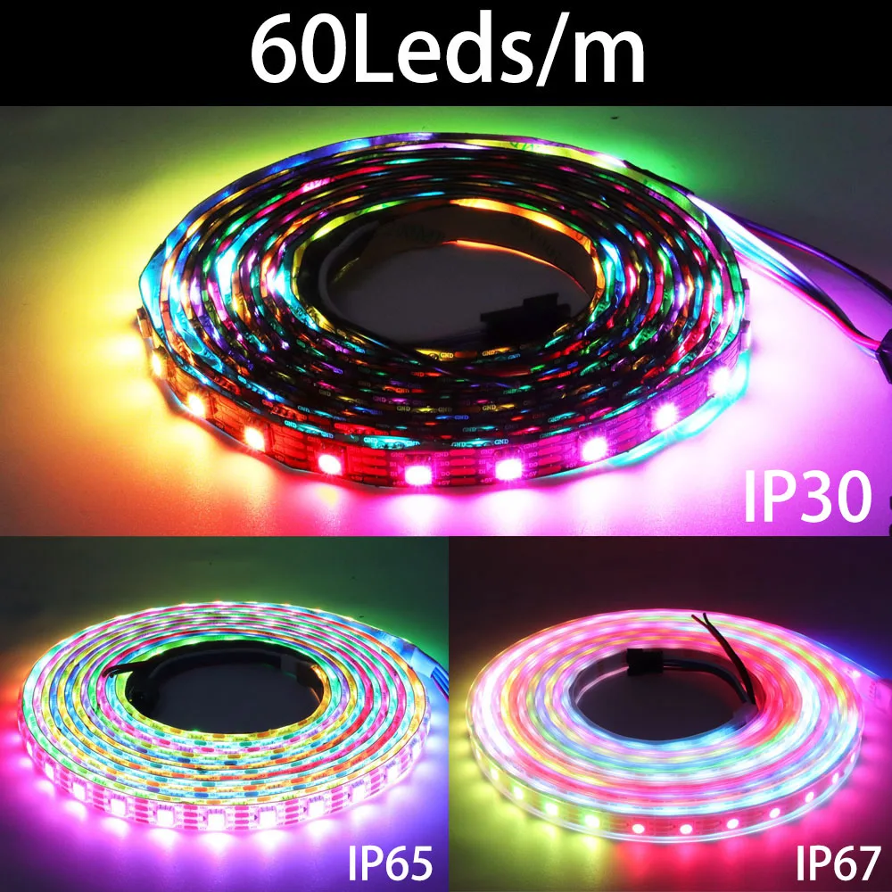 WS2812B WS2815 WS2813 Individually Addressable RGBIC LED Strip WS2811 WS2812 30/60/144Pixels/Leds/m Smart Tape Light DC5V/12V