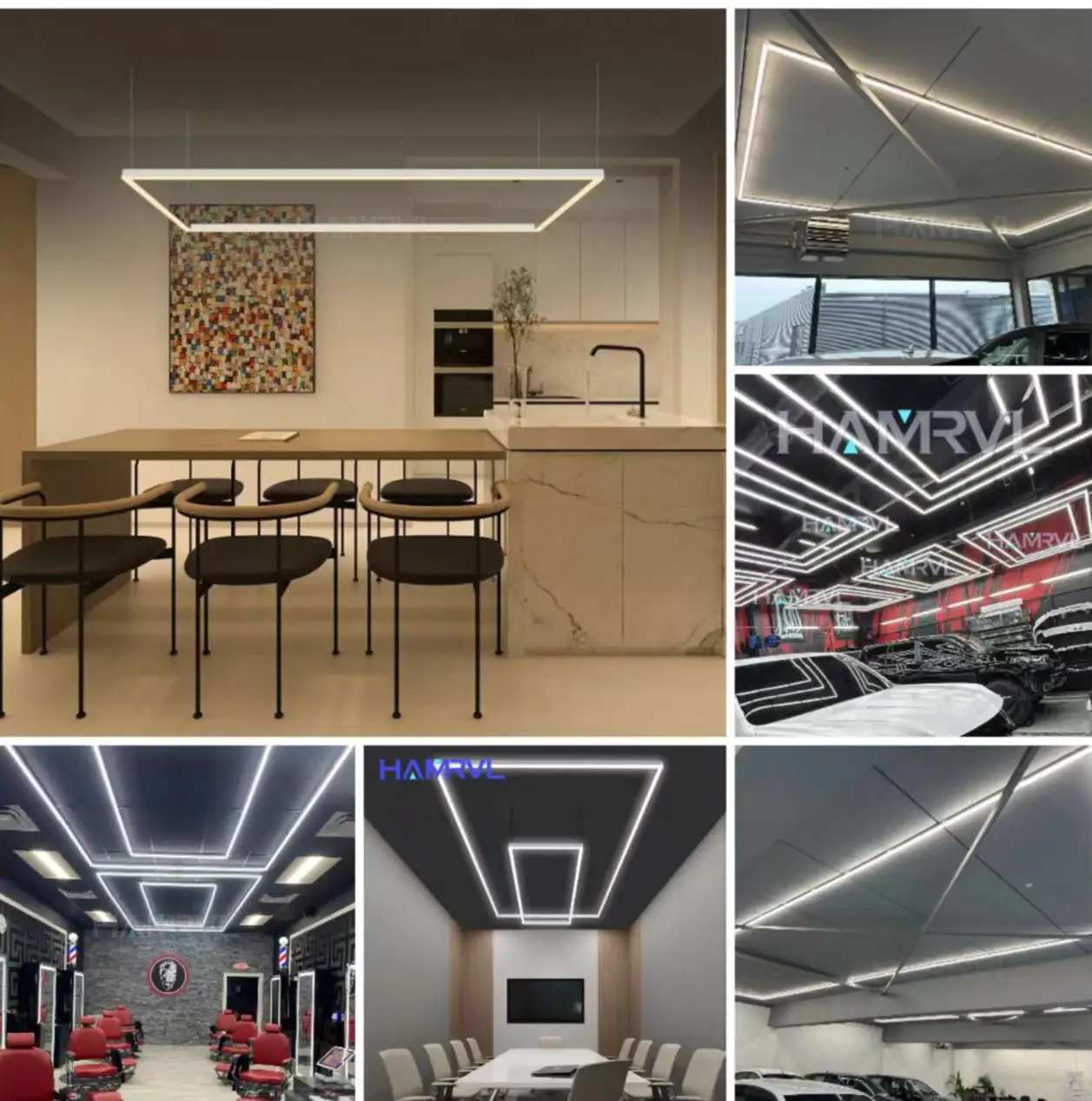 Dimmable Hexagon Garage Lights 3 Color Change 6000K4000K3000K Gym Honeycomb LED Tube Car Detail Workshop Barber Ceiling Lighting