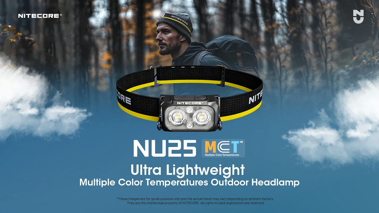 Original NITECORE NU25 MCT Headlamp 400 lumens head light Red/White/High color outdoor Waterproof Flashlight
