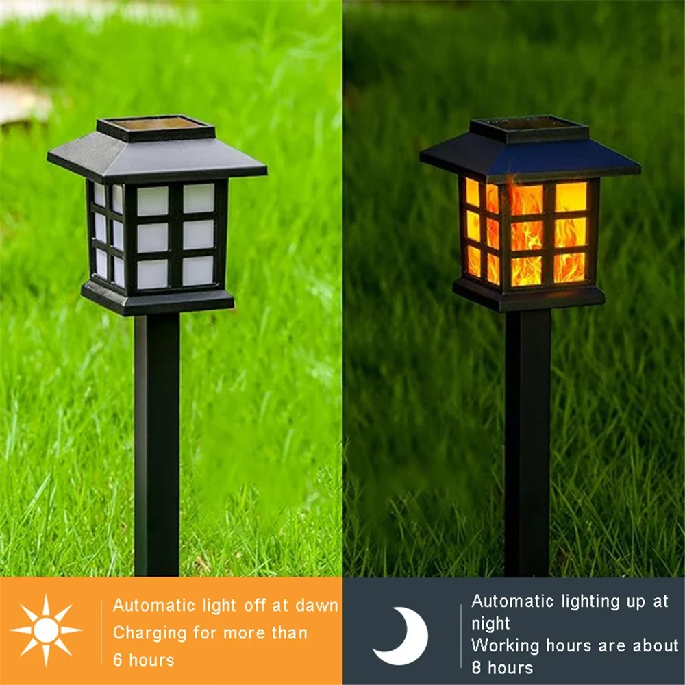 1/2/4pcs 10LEDS Solar Flame Torch Light Flickering Light Waterproof Garden Decoration Outdoor Lawn Path Yard Patio Floor Lamp