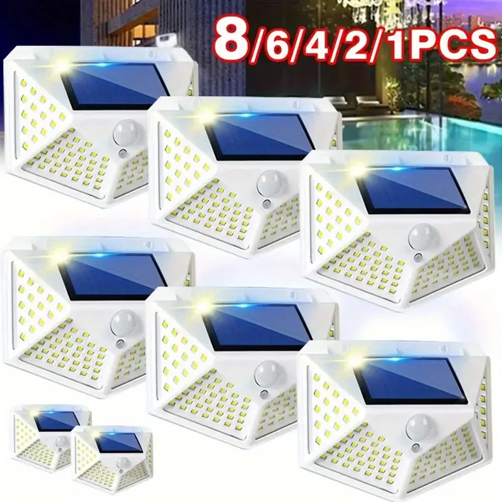 1/2/4/6/8 100 LED Solar Light PIR Motion Sensor Wall Light Solar Lamp Solar Powered Sunlight Street Lamp Garden Decoration