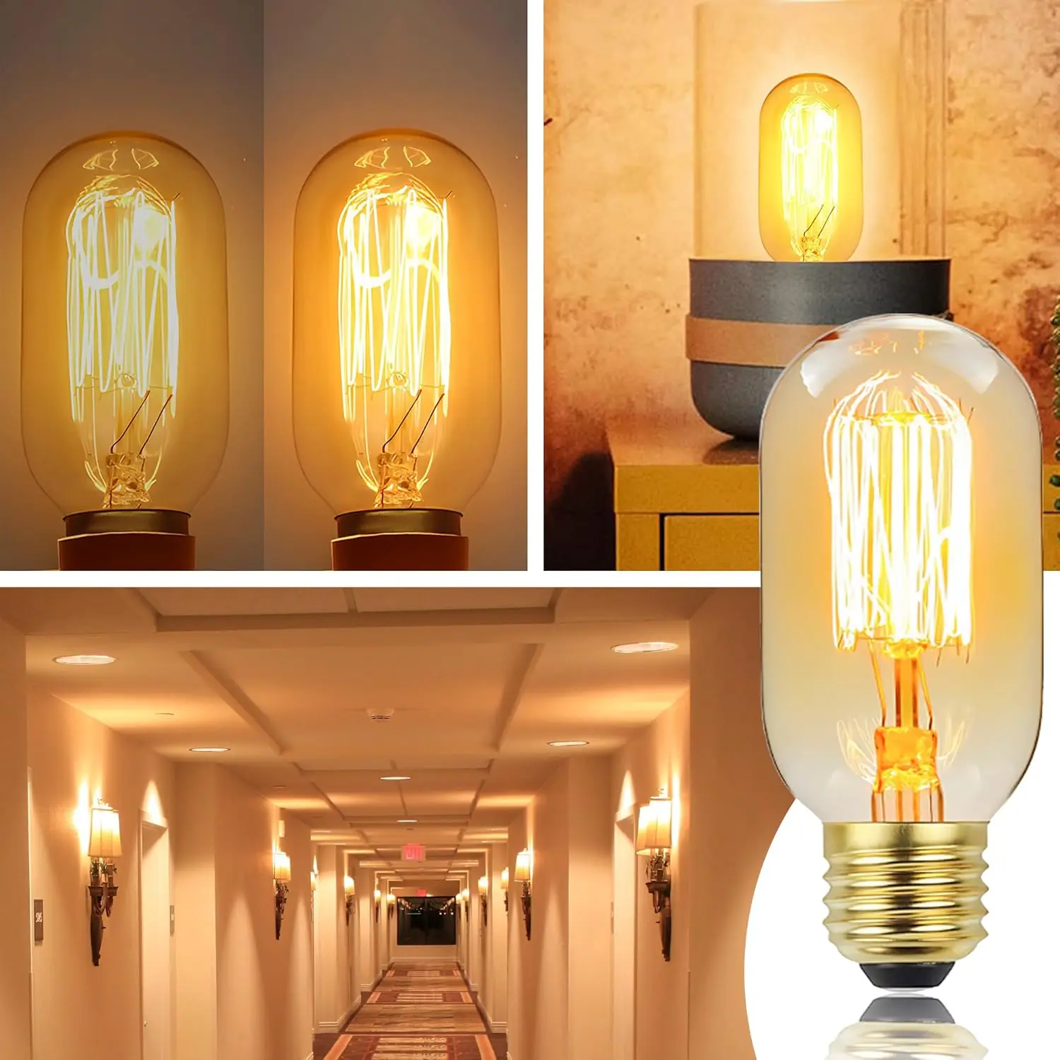 Edison Bulb E27 Warm Light 40W 220V Home For Decor Lighting, Retro Light Bulb Tungsten Silk Light Bar Window Decoration