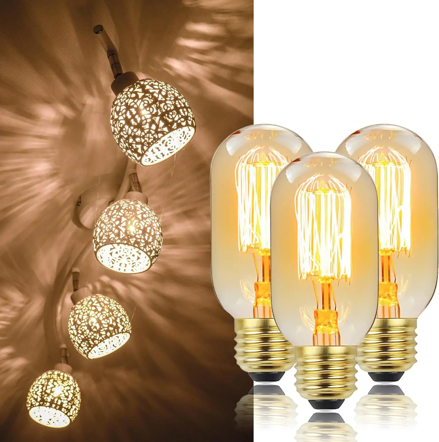 Edison Bulb E27 Warm Light 40W 220V Home For Decor Lighting, Retro Light Bulb Tungsten Silk Light Bar Window Decoration
