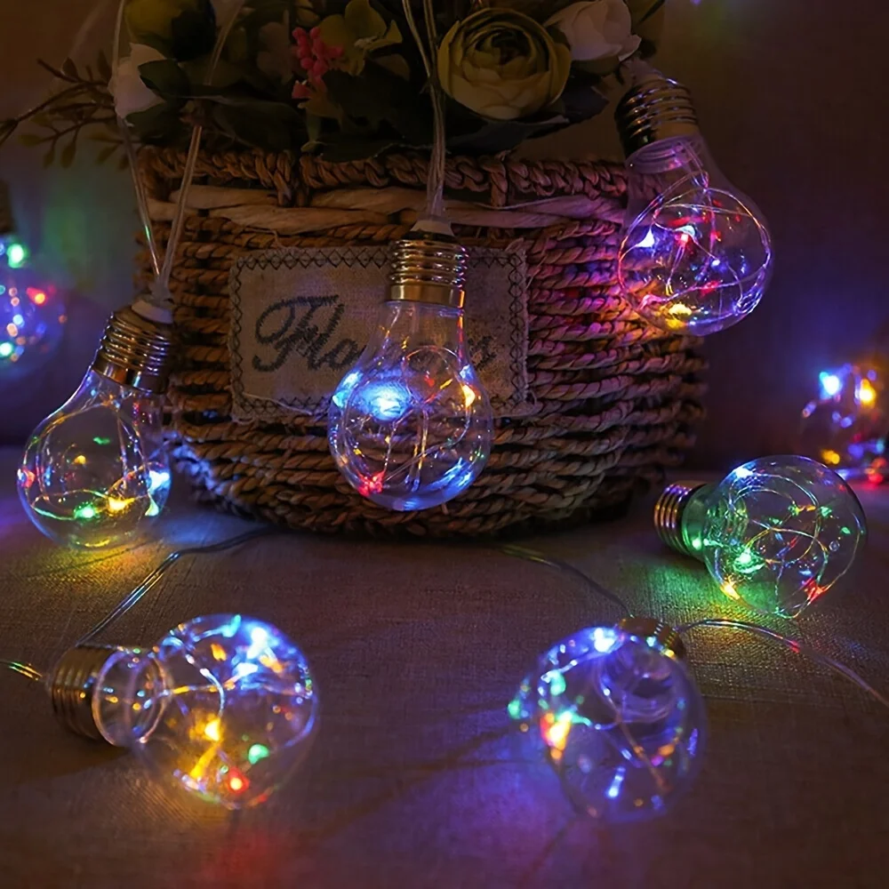 Solar Powered LED Copper Wire Hanging Lights with Edison Bulbs for Camping Garden Patio Christmas Party Festival Outdoor Decor