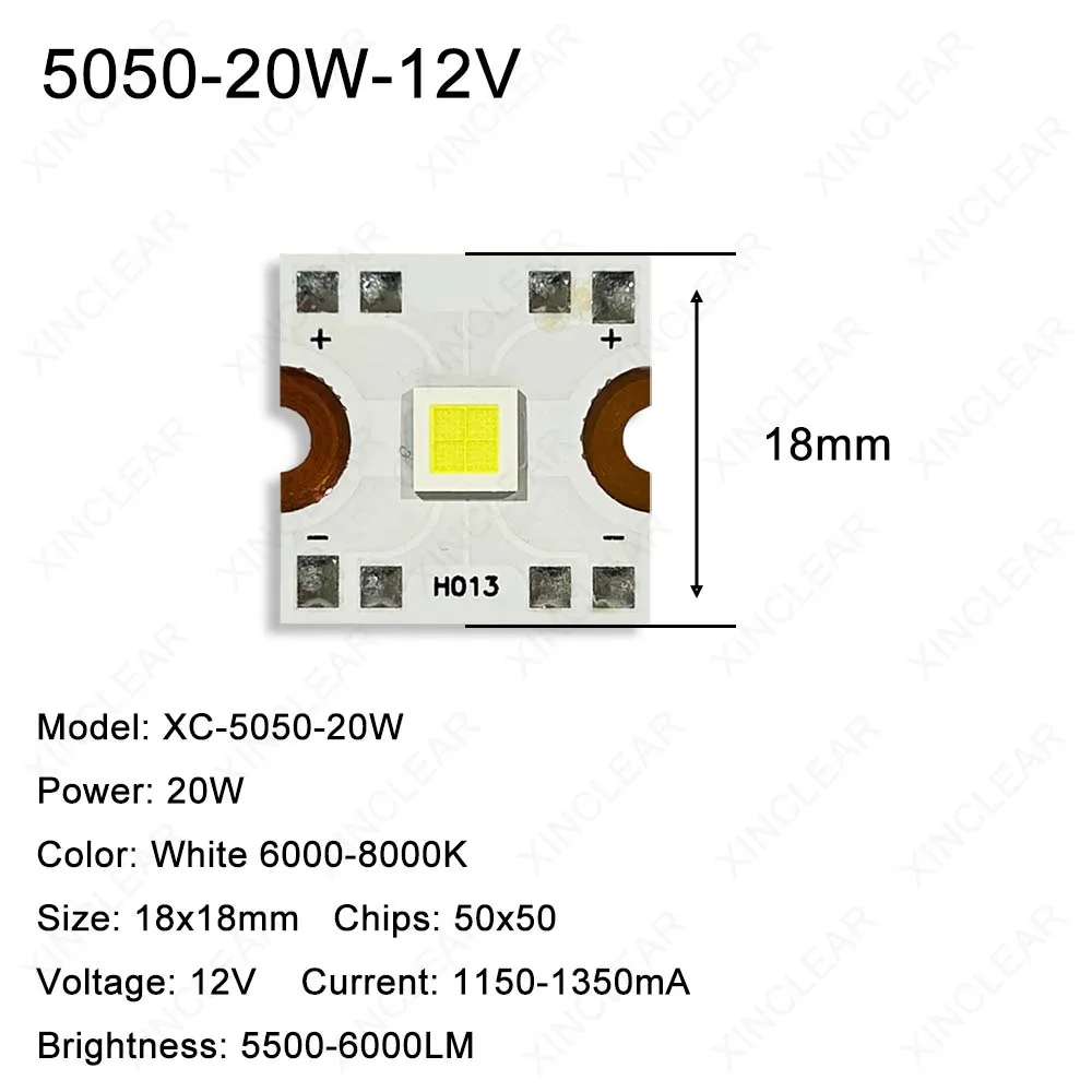 SMD 5050 7070 LED Chips 20W 45W 53W White 6000-8000K DC12V 24V Dia 18/20mm Lamp Beads Board For DIY Spotlight Photography Light