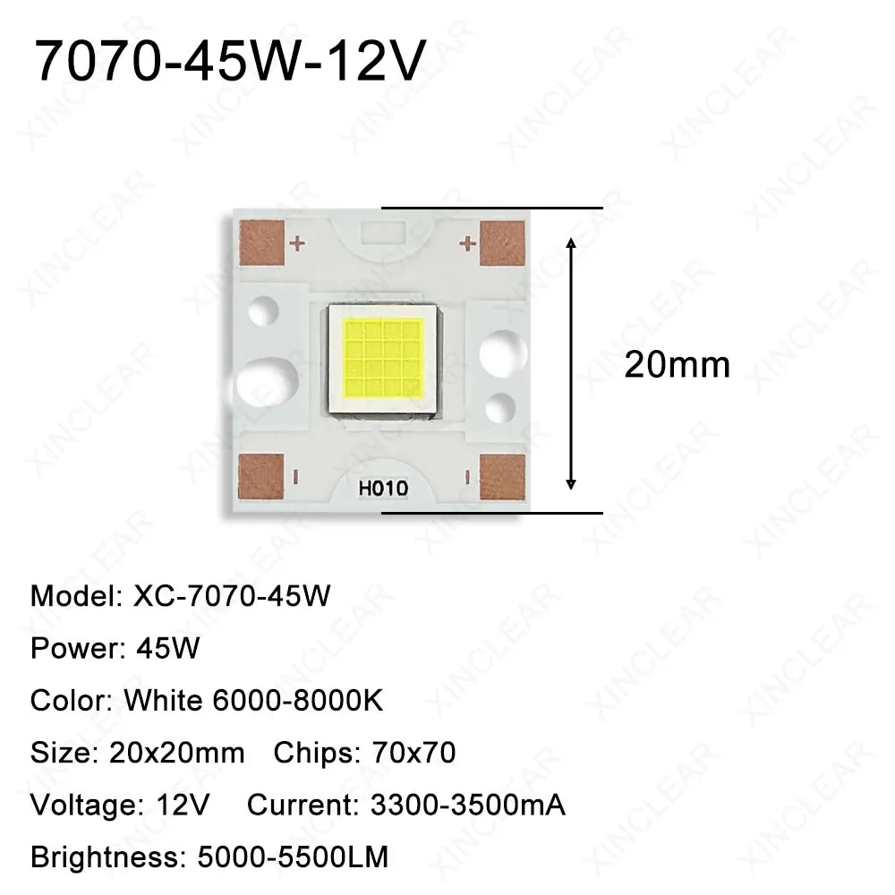 SMD 5050 7070 LED Chips 20W 45W 53W White 6000-8000K DC12V 24V Dia 18/20mm Lamp Beads Board For DIY Spotlight Photography Light