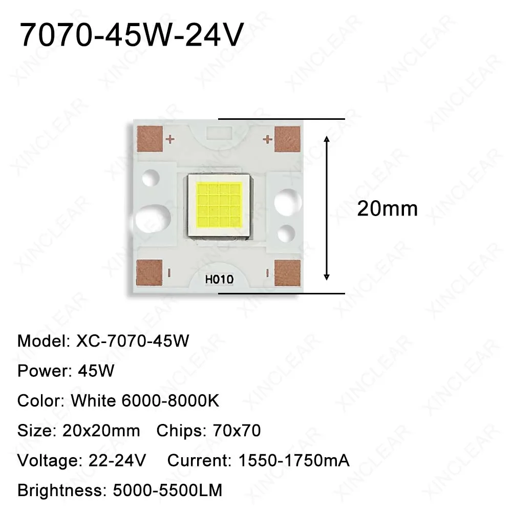 SMD 5050 7070 LED Chips 20W 45W 53W White 6000-8000K DC12V 24V Dia 18/20mm Lamp Beads Board For DIY Spotlight Photography Light