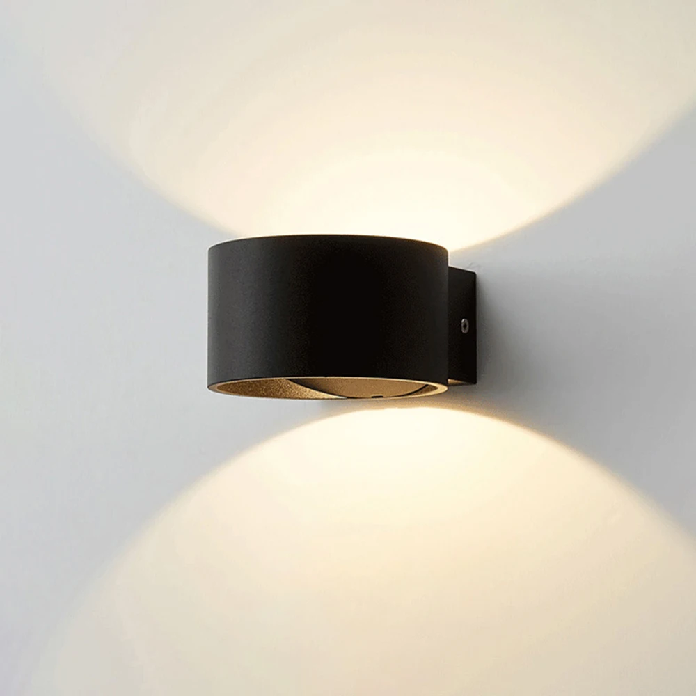 Indoor Wall Lamp Aluminum Lamp up and down Light Bedroom Bedside Lamp Living Room Background Wall Lamp Black White Light Fixture