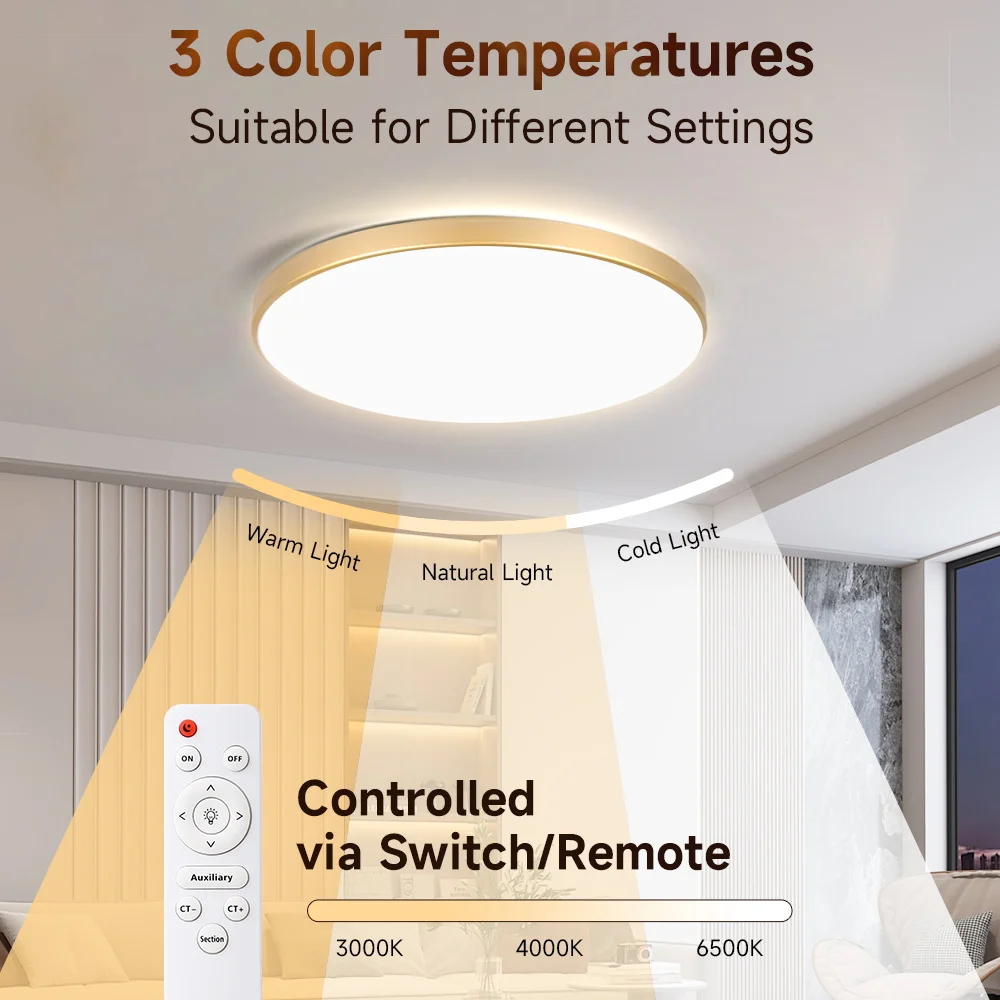 Led Ceiling Light With Remote Control Modern Smart Ceiling Lamp Rgb Dimmable 110V 220V Led Lights Room Kitchen Living Room Light