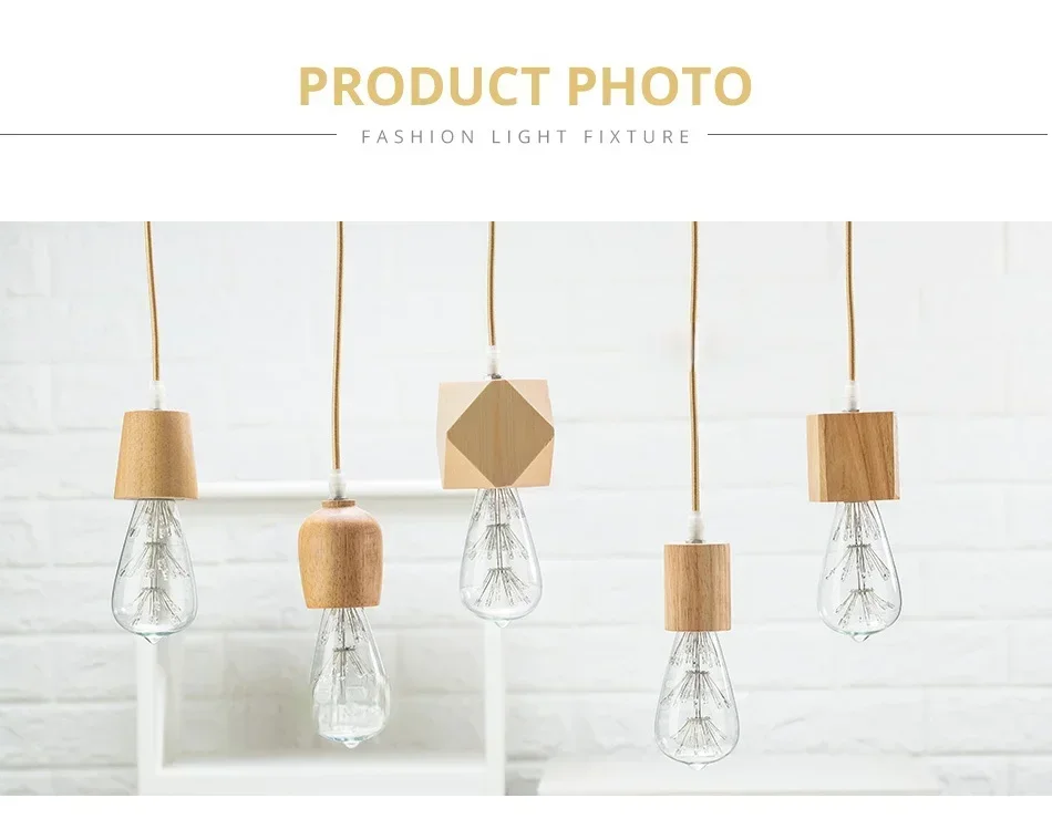 Wooden Pendant Lights Vintage Pendant Lamp E27 Home Decorative Chandelier Bedroom Restaurant Teahouse Single Head Lamp