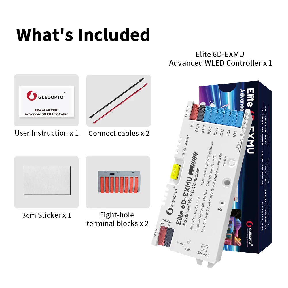 GL-C-619WL 6D GLEDOPTO ESP32 WLED Digital LED Controller Microphone function Type-C WS2811 SK6812 WS2815 611 PWM5IN1 Strip Light