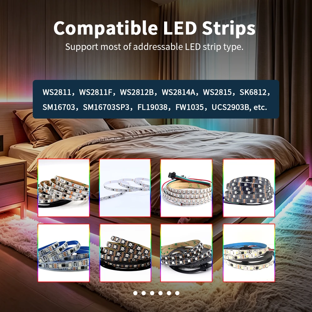 GL-C-619WL 6D GLEDOPTO ESP32 WLED Digital LED Controller Microphone function Type-C WS2811 SK6812 WS2815 611 PWM5IN1 Strip Light