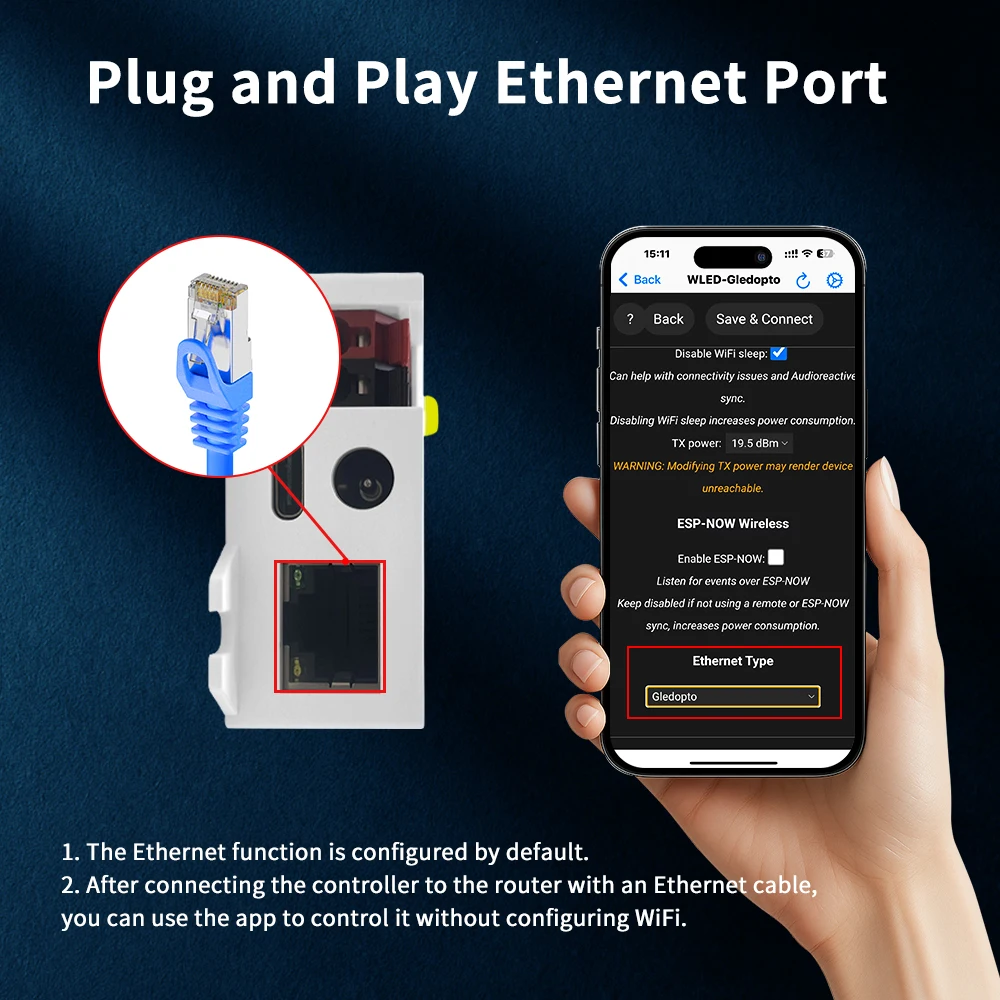 GL-C-619WL 6D GLEDOPTO ESP32 WLED Digital LED Controller Microphone function Type-C WS2811 SK6812 WS2815 611 PWM5IN1 Strip Light