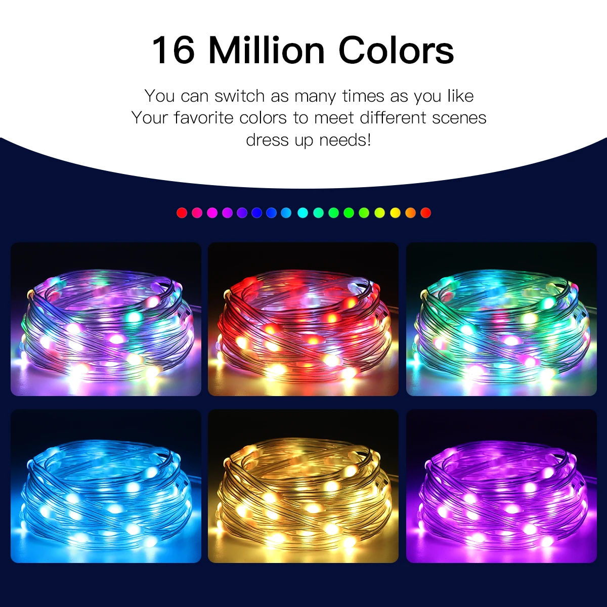 WS2812B Bluetooth LED String Fairy Lights Dreamcolor RGBIC DIY Party Festival Tree Lights Wedding Decoration Garland USB Lamp