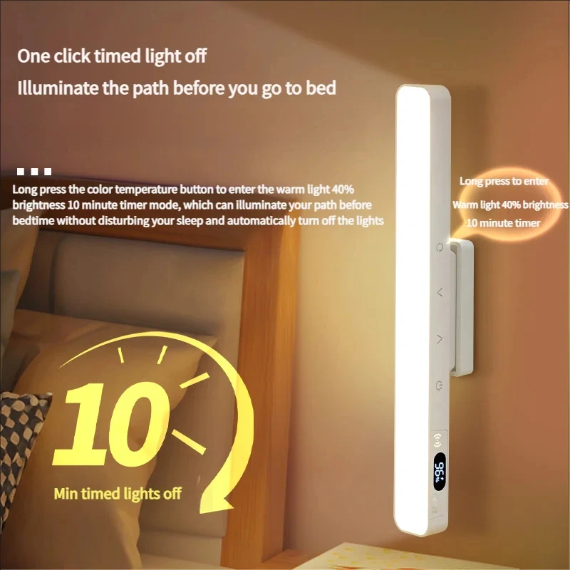 Smart Touch Table Lamp Magnetic Desk Lamp Bulit-in 2000mAh Battery for Reading Cabinet Mirror Bedside Rechargeable Night Lights