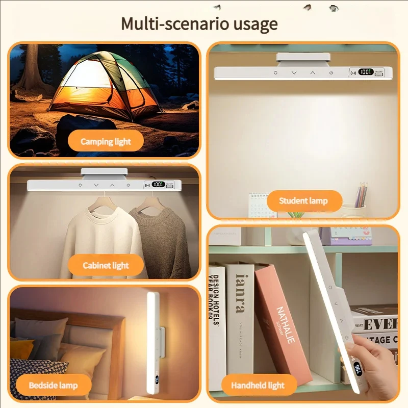 Smart Touch Table Lamp Magnetic Desk Lamp Bulit-in 2000mAh Battery for Reading Cabinet Mirror Bedside Rechargeable Night Lights