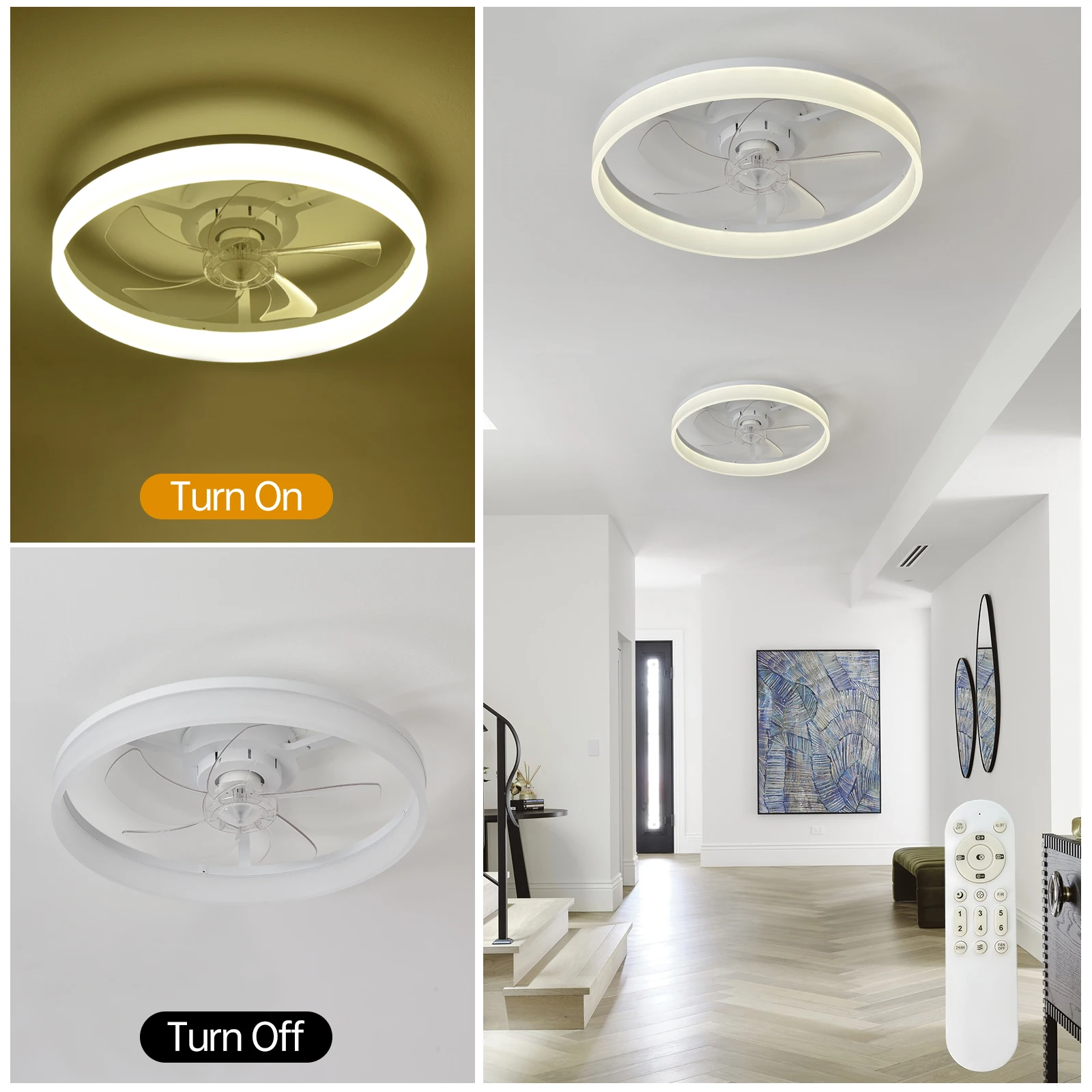 Modern Ceiling Fan (With Lighting) Silent LED Dimmable Ceiling Fan (With Remote Control) for Bedroom Study Dining Room