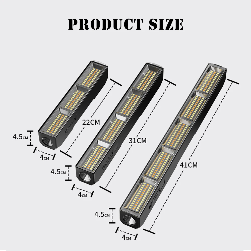 22/31/41cm Portable Camping Lamp Rechargeable Night Market Light High Brightness LED Magnetic Lamp Tube Outdoor Camping Lighting