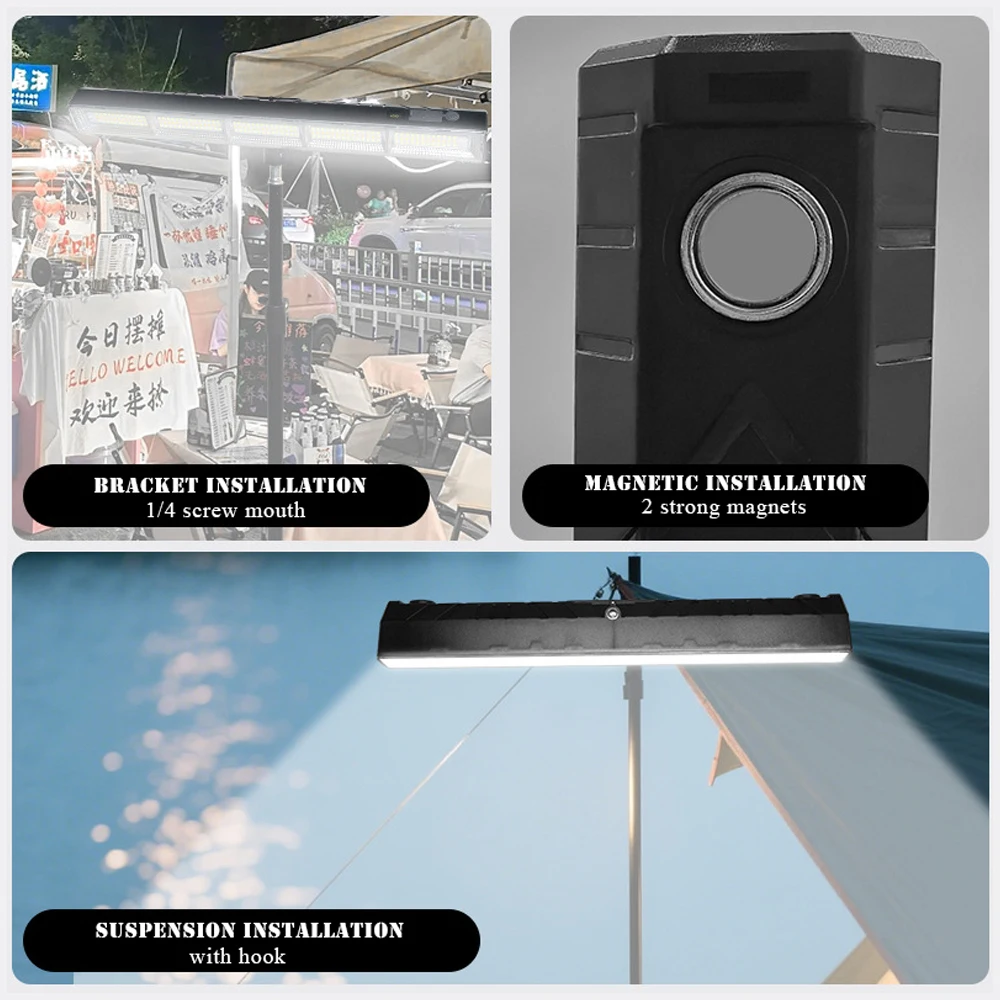 22/31/41cm Portable Camping Lamp Rechargeable Night Market Light High Brightness LED Magnetic Lamp Tube Outdoor Camping Lighting