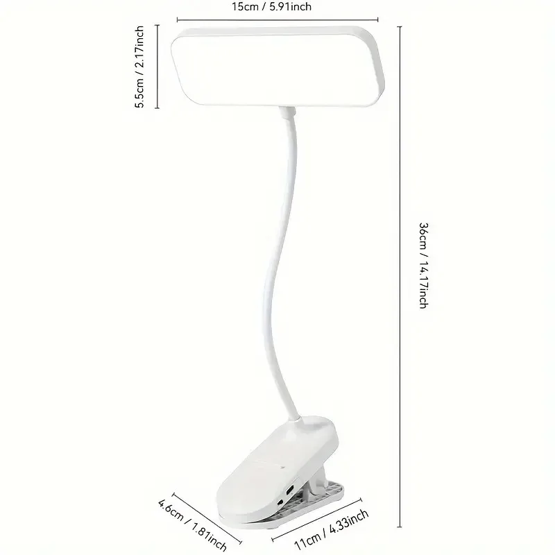 Clip-on LED USB Charging Desk Lamp for College Students, Dormitory Desk and Bedroom Reading Lamp, Suitable for Office, Study, Be