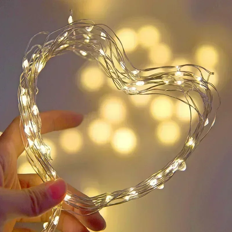 Christmas Home Bedroom Decoration Garland 10/20/50/100 LED Battery Operated Led Wire Fairy Lights Wedding String Lights Party