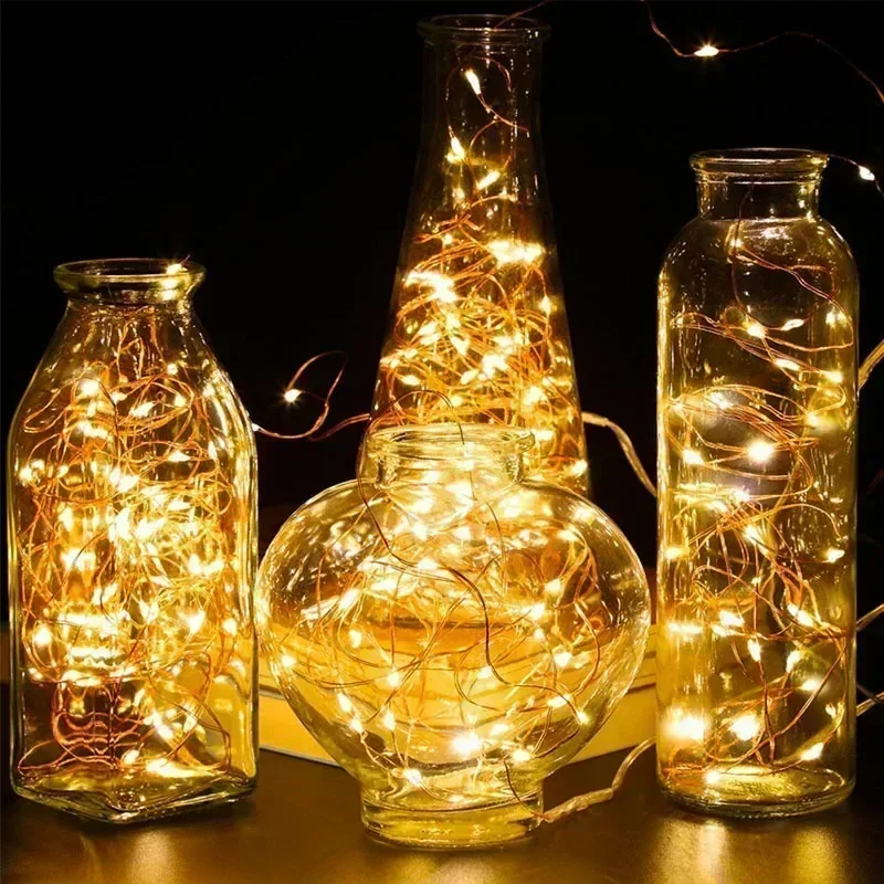 Christmas Home Bedroom Decoration Garland 10/20/50/100 LED Battery Operated Led Wire Fairy Lights Wedding String Lights Party