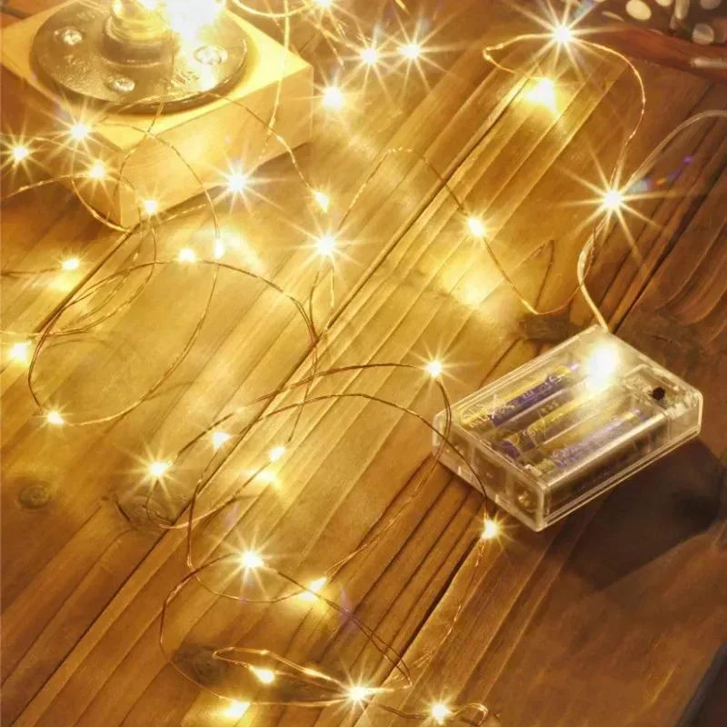 Christmas Home Bedroom Decoration Garland 10/20/50/100 LED Battery Operated Led Wire Fairy Lights Wedding String Lights Party