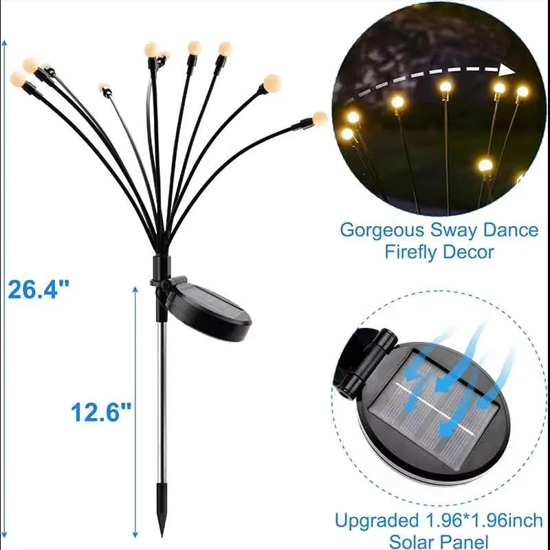 Outdoor Lights Solar Lawn Lamp Garden Lamp LED Wind-driven Firefly Ground Plug Lamp for Garden Lawn Landscape Holiday Light