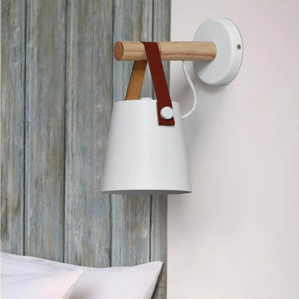 Wooden Wall Lamp Interior Light Fixture For Home Sconce Interior Lighting Living Room Nordic Modern Bed Wall Lamps With Wire E27
