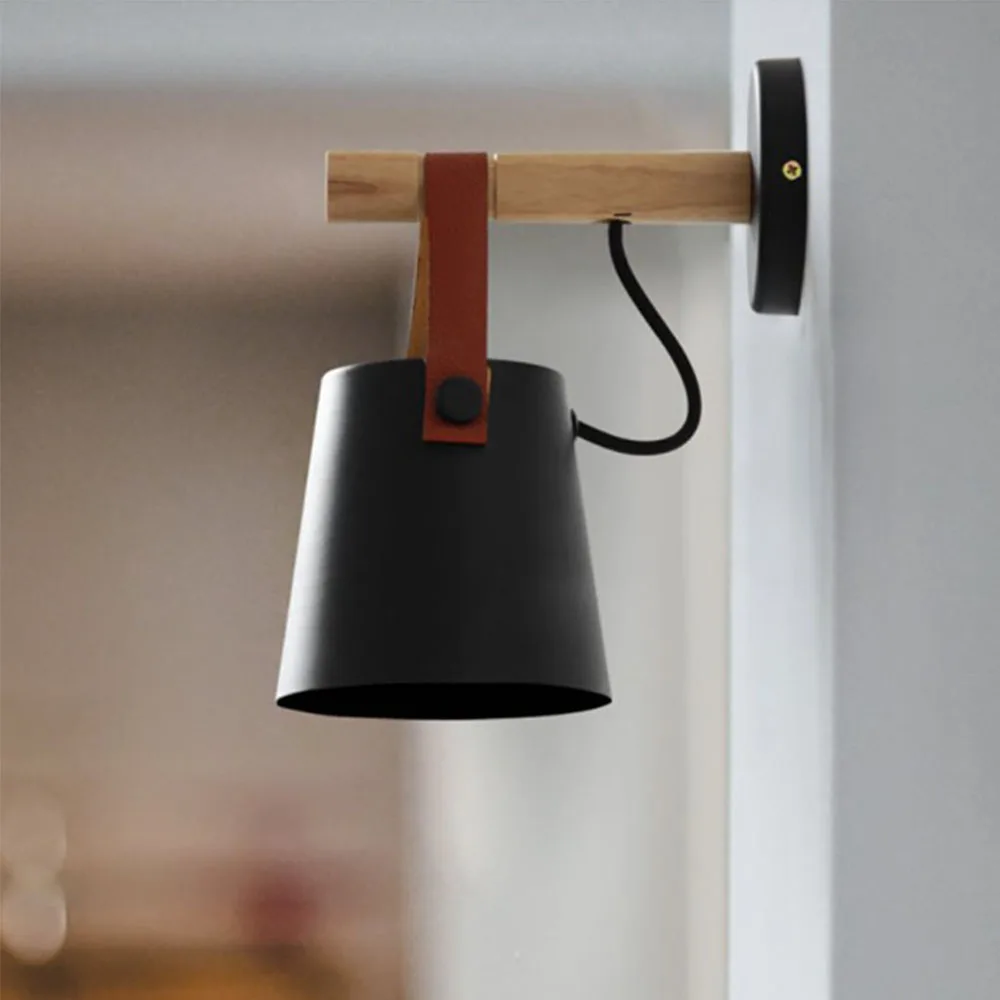 Wooden Wall Lamp Interior Light Fixture For Home Sconce Interior Lighting Living Room Nordic Modern Bed Wall Lamps With Wire E27